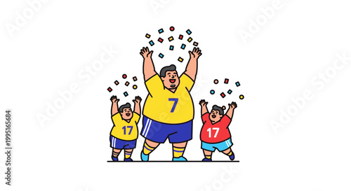 Cheerful Group of Sporty People Celebrating Victory with Joy.