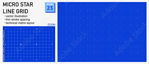 Vászonkép Blueprint grid system Star Line micro geometry, zoom detail view