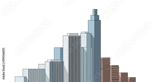 Minimalist City Skyline Illustration of Skyscrapers Arranged as a Bar Chart Representing Business Growth and Real Estate Development Success