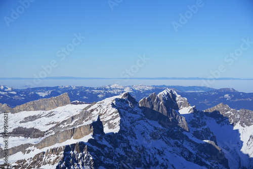 Tableau sur toile Panoramic view of the Swiss Alps from Mount Titlis.