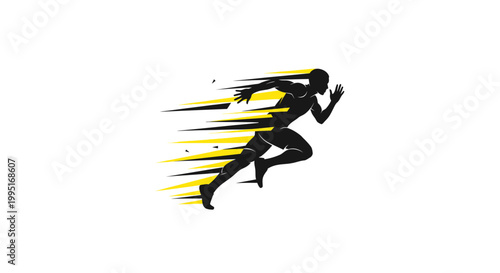 Runner Silhouette Speed Motion Blur Yellow Lines Sprinting Athlete Sport