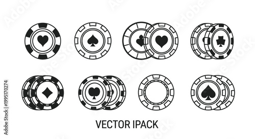 Casino Poker Chips Set Vector Icons