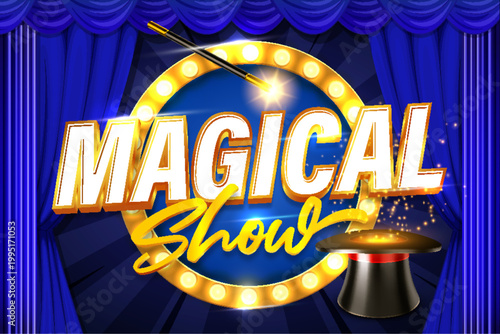 magical show special performance magic trick logo typography editable text effect font style template design