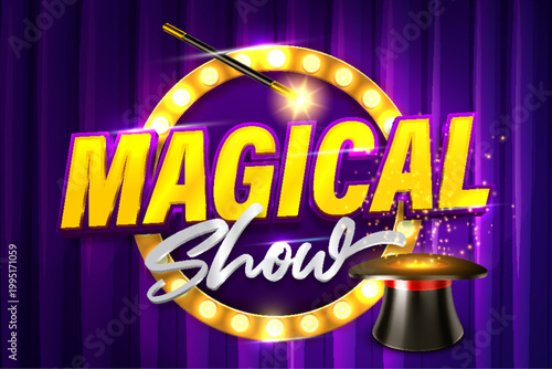 magic show magical special performance logo typography editable text effect font style template design