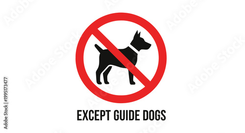 No dogs allowed except guide dogs sign.