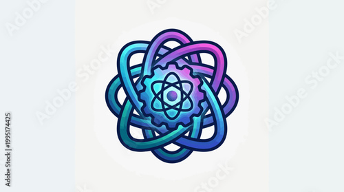 Intricate Digital Illustration of a Complex Atomic Structure.