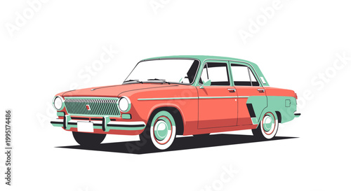 Vintage Red and Green Car.