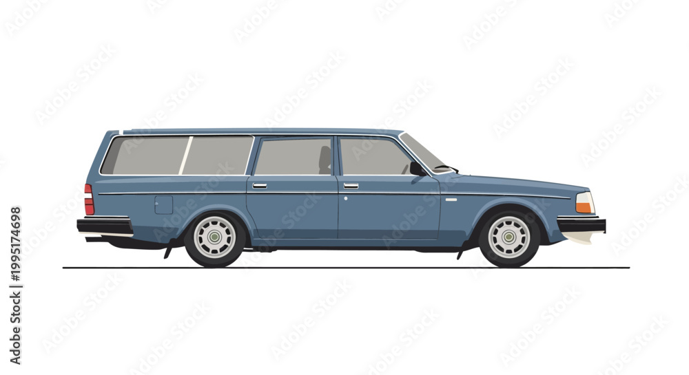 Fototapeta premium Vintage blue station wagon vehicle.