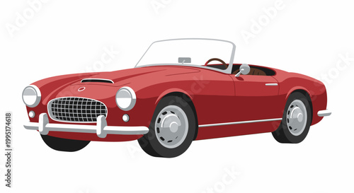 Vintage Red Sports Car Convertible.