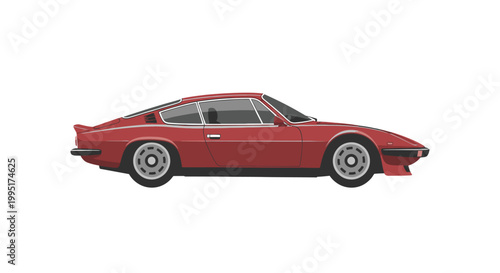 Red sports car side view.