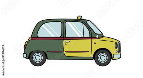 Yellow and green taxi car vehicle.