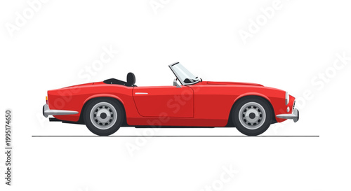 Red Convertible Sports Car Side View.