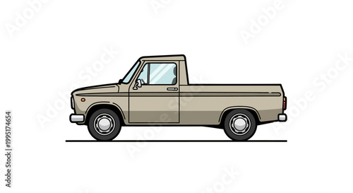 Vintage pickup truck side view.