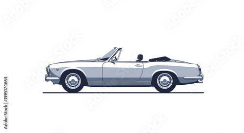 Classic Silver Convertible Sports Car Side.