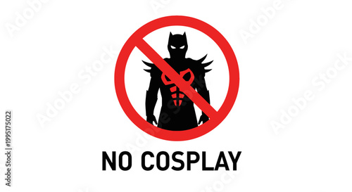 No Cosplay Sign with Superhero Silhouette in Red Circle.
