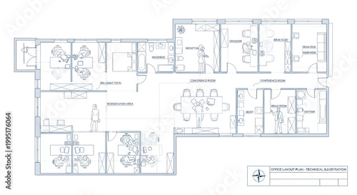 Architectural Blueprint of Modern Office Space Floor Plan