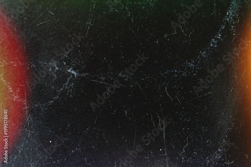 Fotografía Dark grunge cinematic film texture with red light leaks and fine scratch marks
