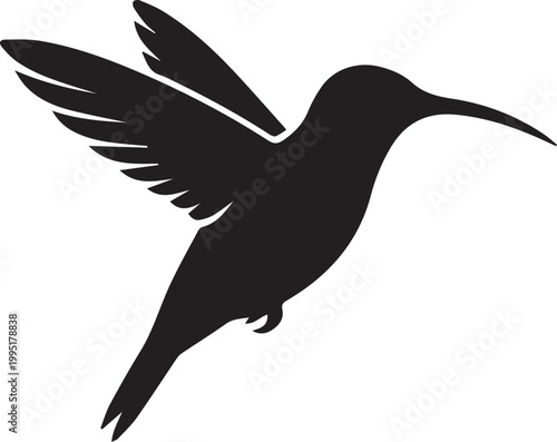 Hummingbird Silhouettes Flat Vector Icon Set