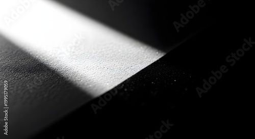 Abstract Minimalist Black and White Texture with Dramatic Light Beam and High Contrast Shadow