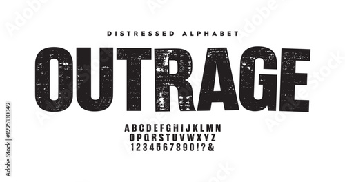 Fotografie Outrage, distressed typography