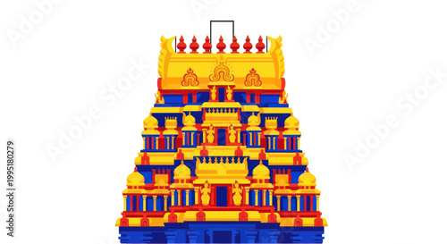 Vibrant Indian Temple Gopuram Architecture - Hindu Culture