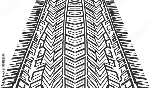 Tire tracks and street marks a detailed pattern of vehicle tire impressions