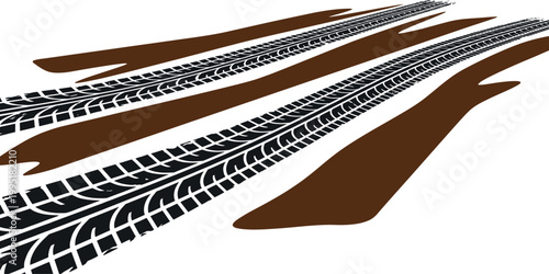 Tire marks on street dramatic skid tracks and rubber impressions