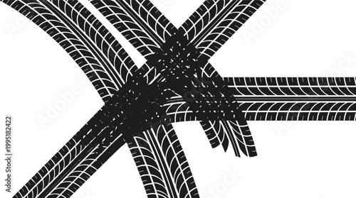 Tire tracks and street markings a detailed rubber impression on asphalt