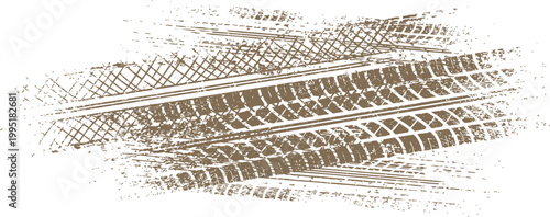 Tire tracks and street marks a detailed asphalt impression