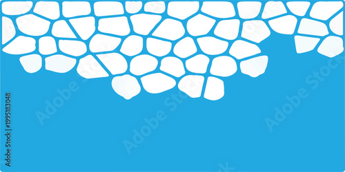 Abstract White Geometric Shapes on Blue Background.
