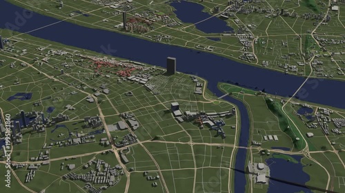 3D looped animation of city - Wuhan China