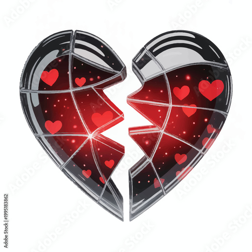 Abstract shattered heart symbol with small hearts inside broken heart shattered abstract symbolism valentines romantic unrequited creativity