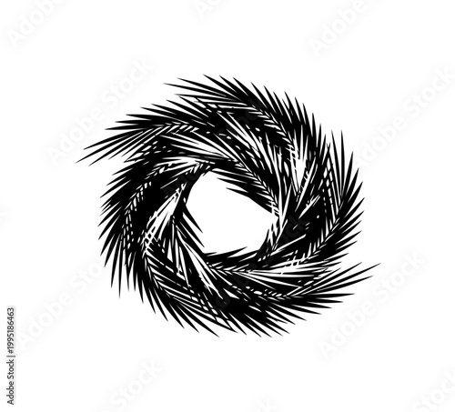 Abstract Geometric Spiral Artwork in Black and White