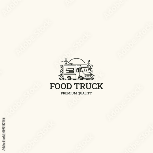 Food truck logo icon design template vector illustration