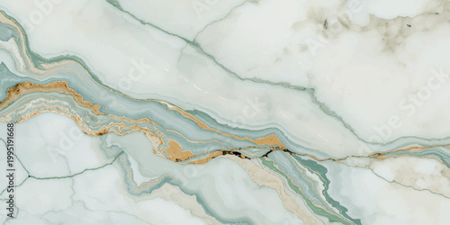 An abstract blue watercolor texture blending stone wall patterns with soft white clouds and icy winter light