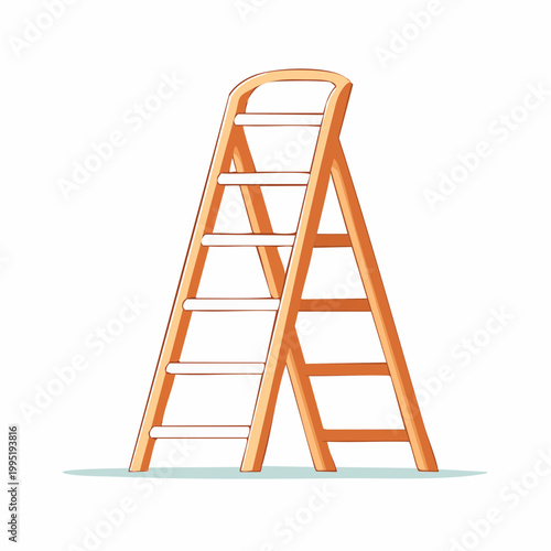 Wooden A-Frame Ladder Illustration