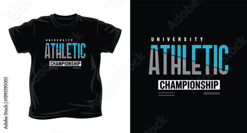 Black athletic t-shirt with university championship logo