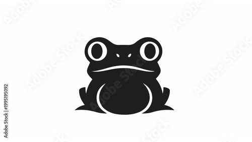 Black silhouette of a frog sitting.
