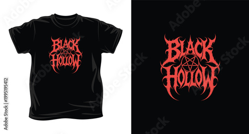 Black hollow t-shirt design with pentagram