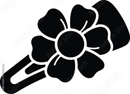 Silhouette decorative flower hair barrette icon for beauty salon vector design