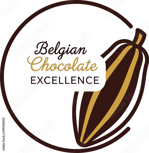 Belgian chocolate excellence logo with cocoa bean