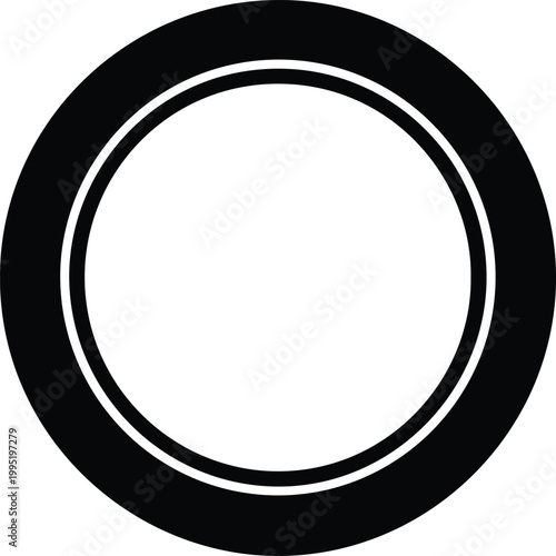 Silhouette simple circular frame with thick border and thin line vector design