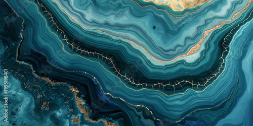 Abstract blue silk fabric background featuring a liquid flow of 3d waves and swirl patterns that create a sea of light and paint texture for an elegant wallpaper design