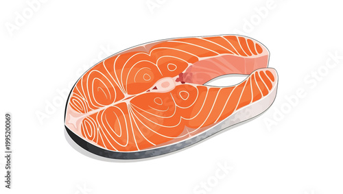Fresh Salmon Steak with Visible Bones.