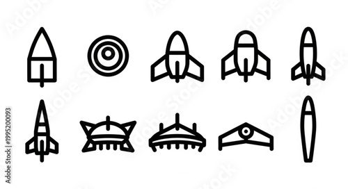 Collection of Various Rocket and Spacecraft Icons.