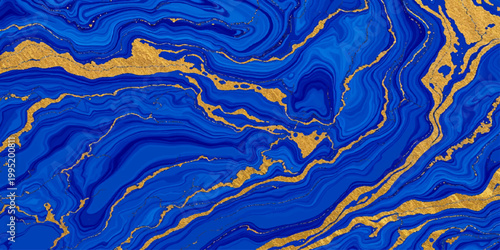 Seamless blue and yellow paint swirls create a wave pattern texture with a vector art design for a decorative sea backdrop