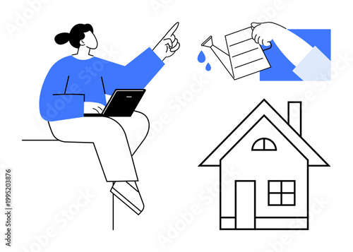 Tablou pe pânză Homeownership, sustainability, online education, family life, remote work, housing investment
