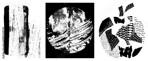 Gas giant planet with striped atmospheric bands, Jovian sphere, celestial body with moons, astronomical illustration, planetary graphic, space art.