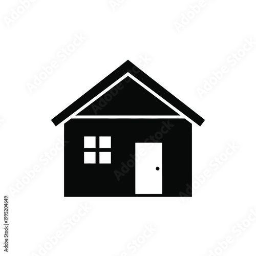 Simple Black and White House Icon.