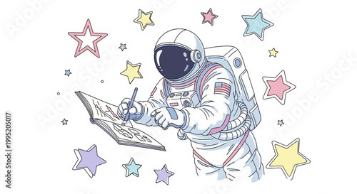 Astronaut drawing in space suit.